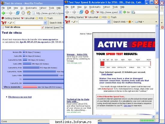 Conexiune la Internet - si asta ii un test upc vs.active speed - Internet